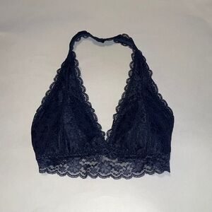 Gilly Hicks Women’s Navy Blue Lace Halter Style Bra Size XS